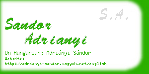 sandor adrianyi business card