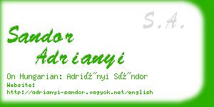 sandor adrianyi business card